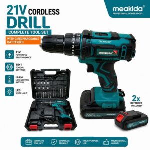MEAKIDA CORDLESS DRILL WITH BIT 21V